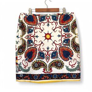 Tommy Hilfiger Womens Printed Cotton Skirt Size 12 Ornate Paisley & Floral Print